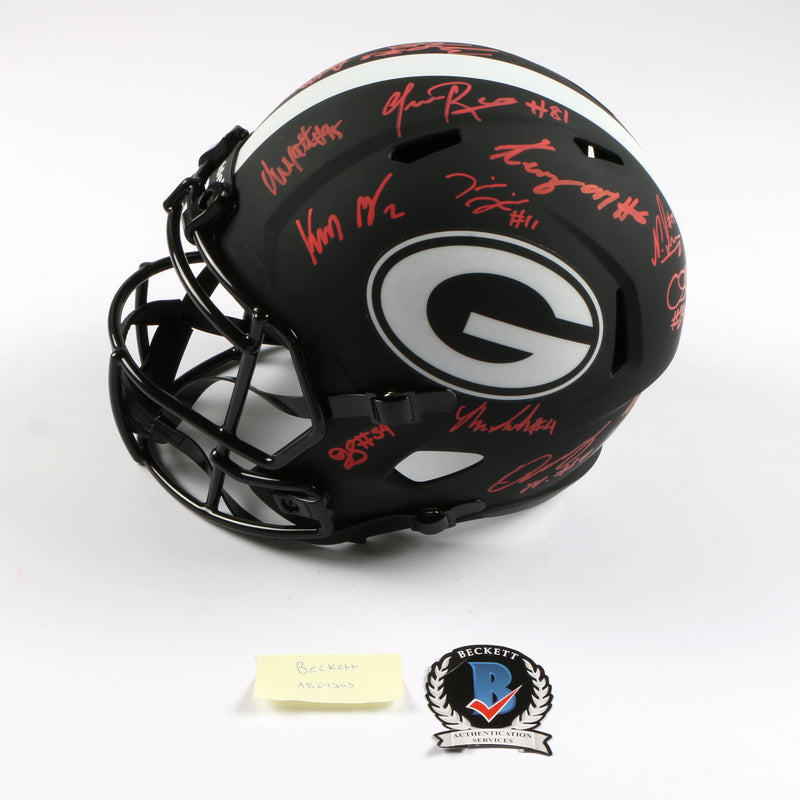2021 National Champs Helmet Team Signed Eclipse Speed Rep Georgia Bulldogs BAS AB64205