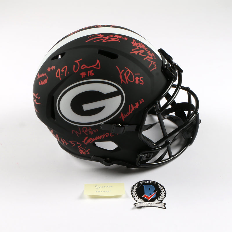 2021 National Champs Helmet Team Signed Eclipse Speed Rep Georgia Bulldogs BAS AB64205