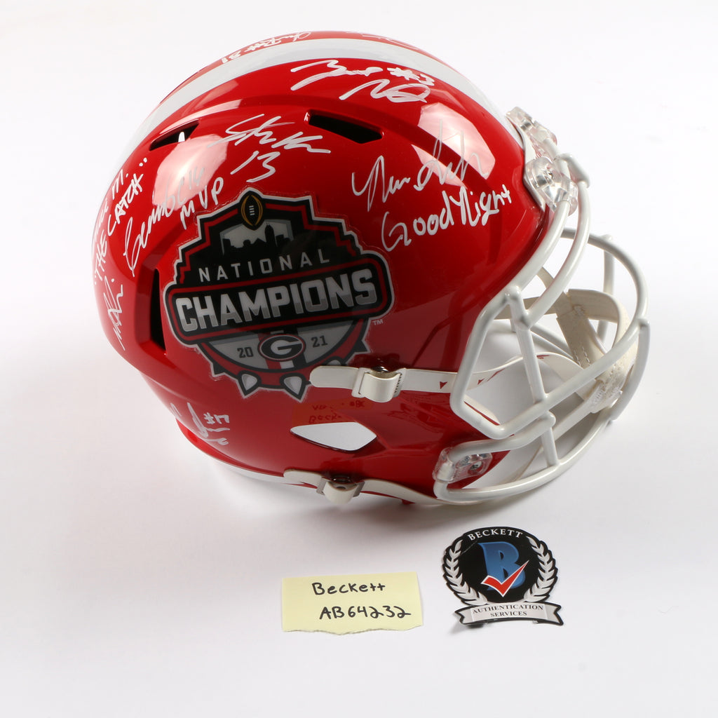 2021 National Champs Highlights Team Signed Helmet National Championship Stetson Ringo Bowers Georgia Bulldogs BAS AB64232