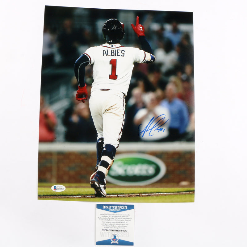 Ozzie Albies Signed 11x14 Photo Post HR Atlanta Braves Beckett