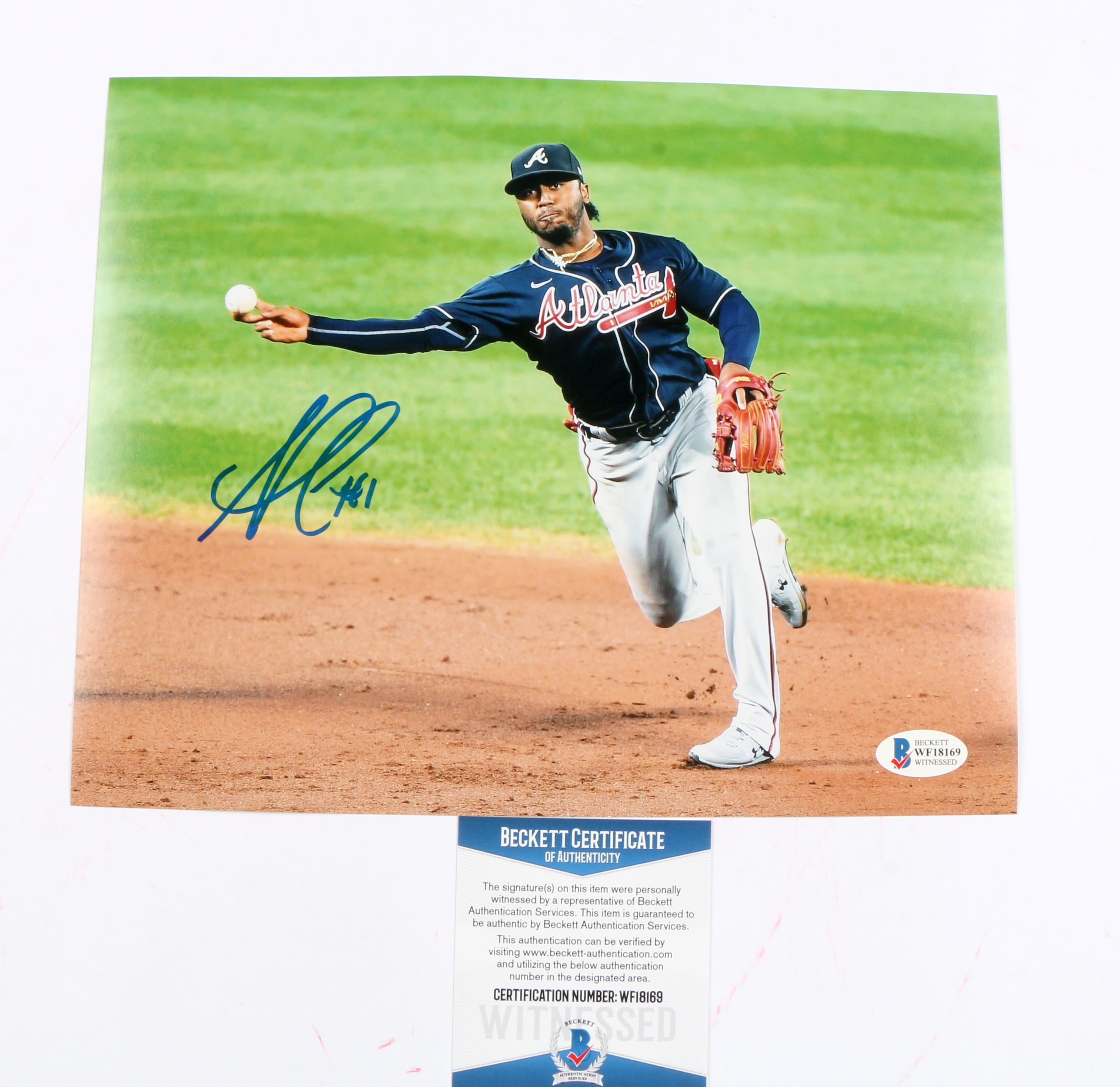Ozzie Albies Signed 8x10 Photo Fielding Atlanta Braves – More Than 