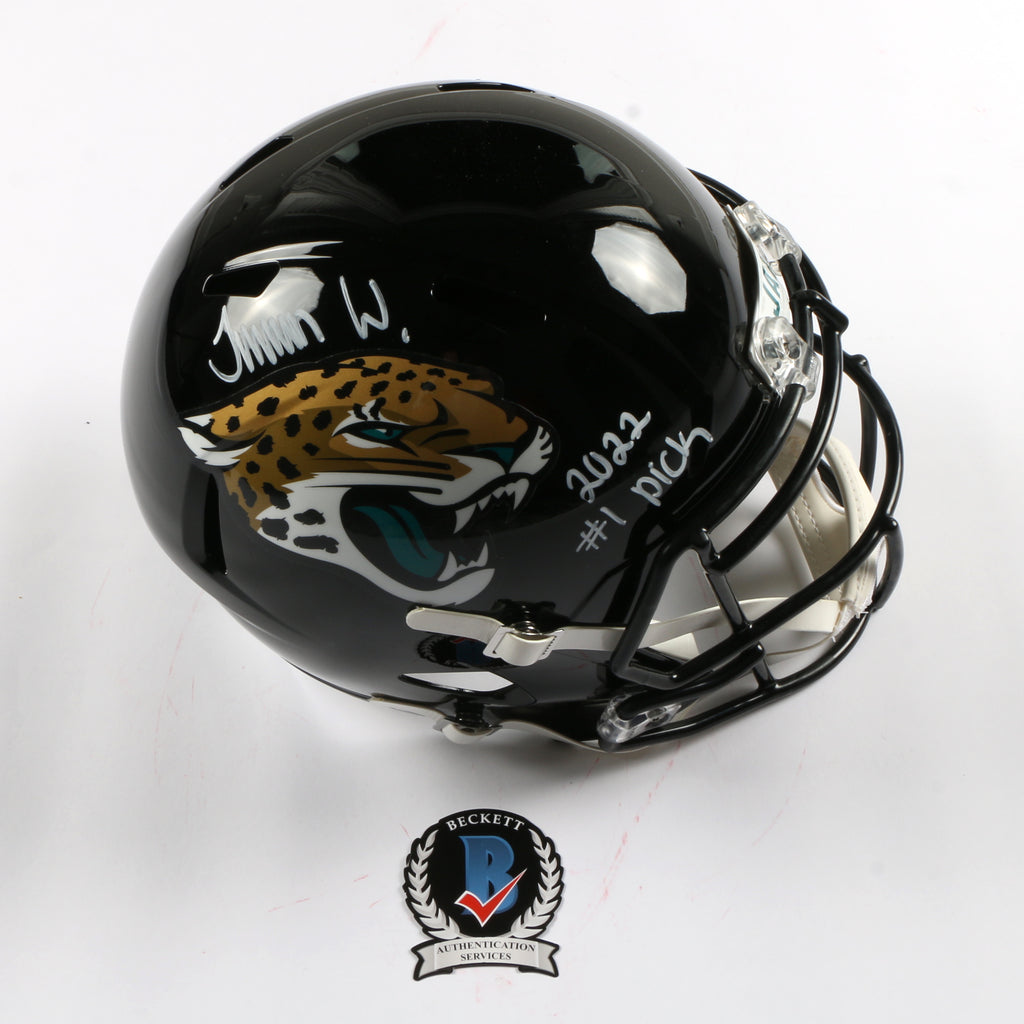 Travon Walker Signed Helmet Jacksonville Jaguars Speed Rep #1 Pick BAS