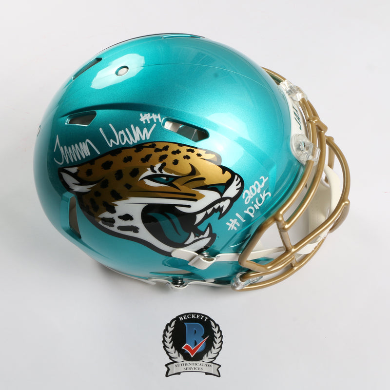 Travon Walker Signed Helmet Jacksonville Jaguars Flash Speed Authentic #1 Pick BAS
