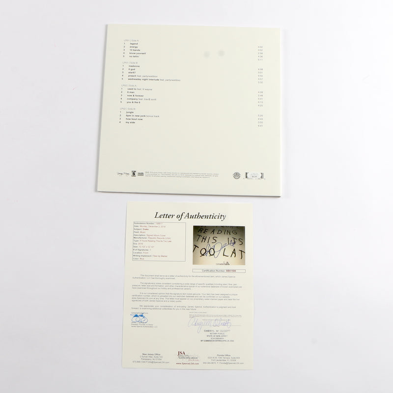 Drake Signed If You're Reading This Its Too Late Vinyl