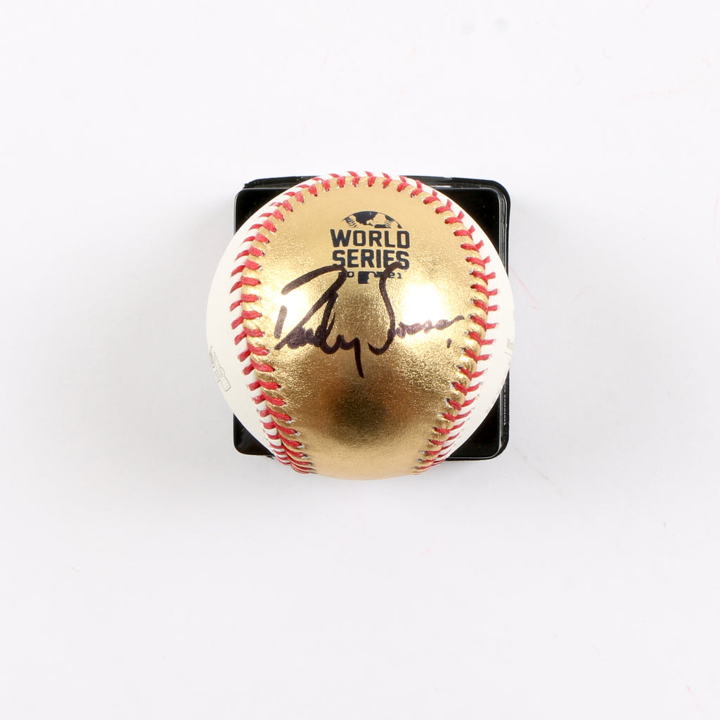 Dansby Swanson Signed gold Official 2021 World Series Baseball Atlanta Braves