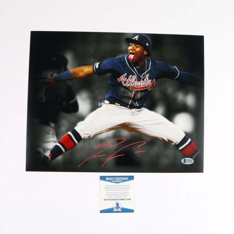 Ronald Acuna Signed 8x10 Photo Atlanta Braves Leap Edit Beckett