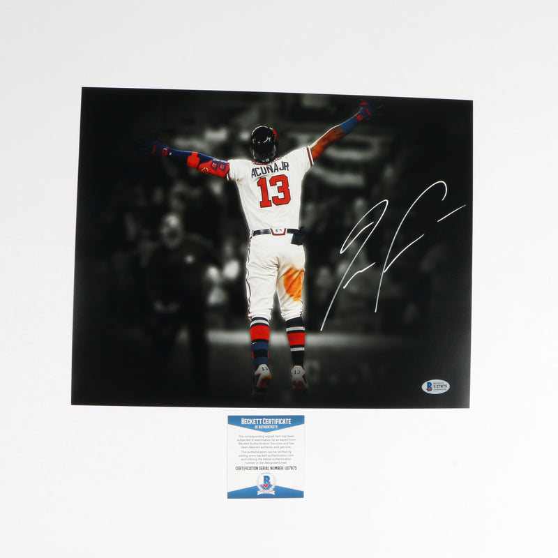 Ronald Acuna JR Signed 11x14 Atlanta Braves HR Celebration Edit Beckett