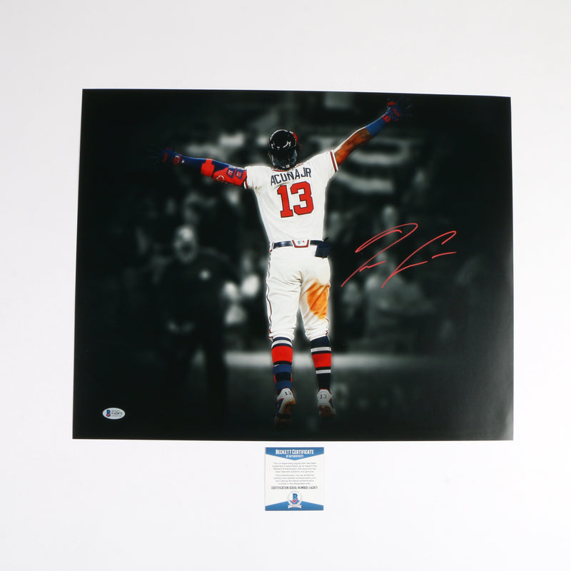 Ronald Acuna JR Signed 16x20 Atlanta Braves HR Celebration Edit Beckett