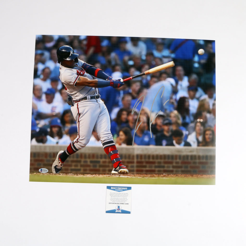Ronald Acuna JR Signed 16x20 Atlanta Braves Swing Beckett