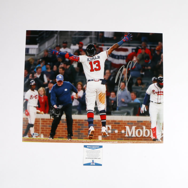 Ronald Acuna JR Signed 16x20 Atlanta Braves HR Celebration Beckett