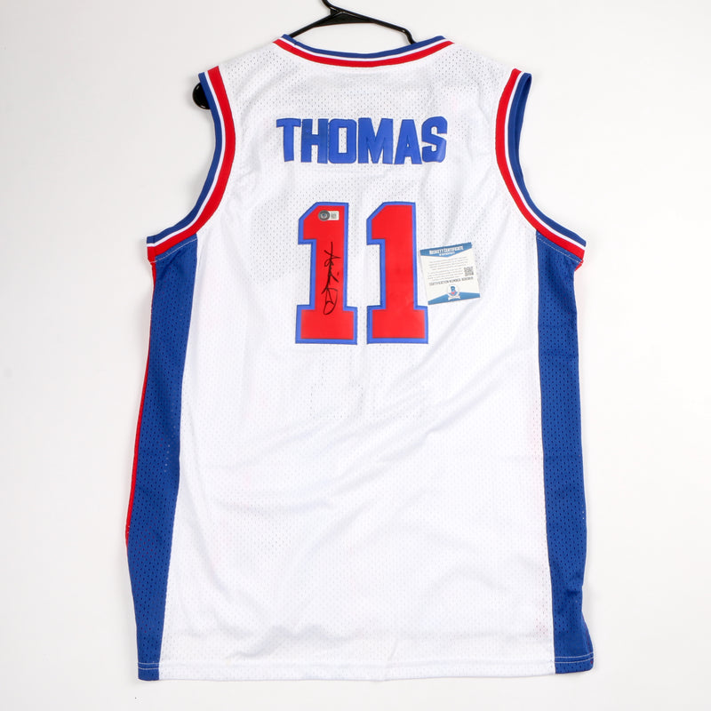 Isiah Thomas Signed Detroit Pistons White Jersey Beckett