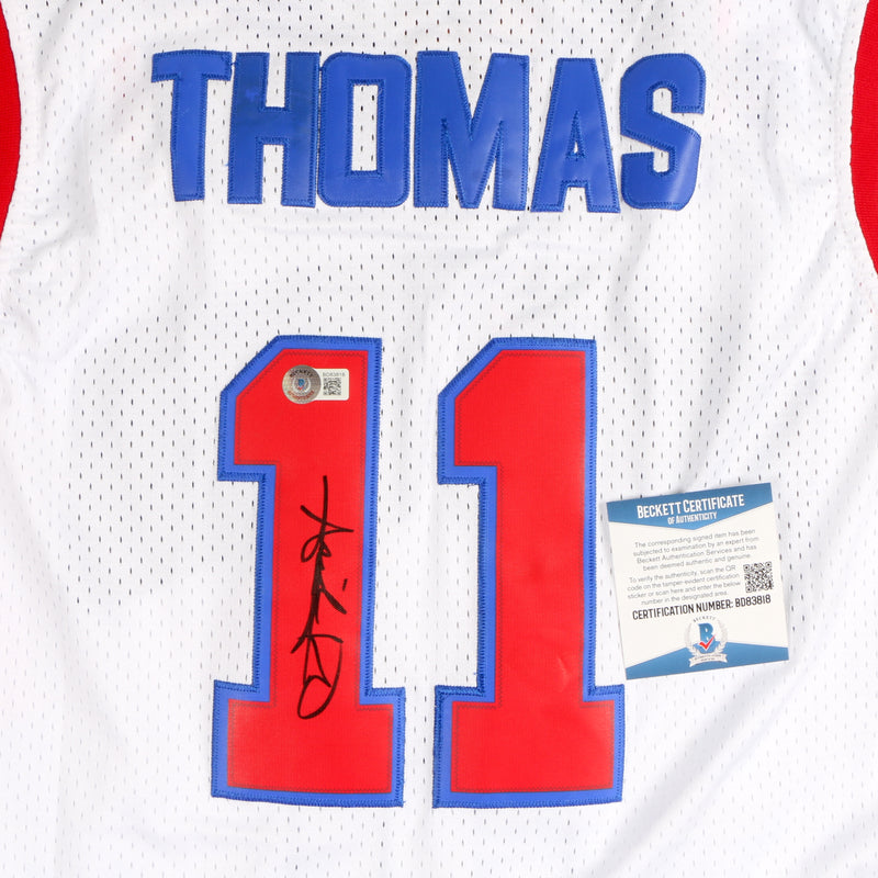 Isiah Thomas Signed Detroit Pistons White Jersey Beckett