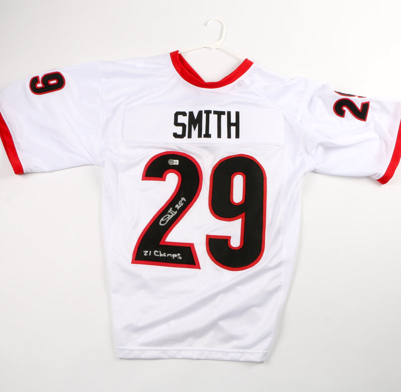 Chris Smith Signed Jersey White Georgia Bulldogs Beckett