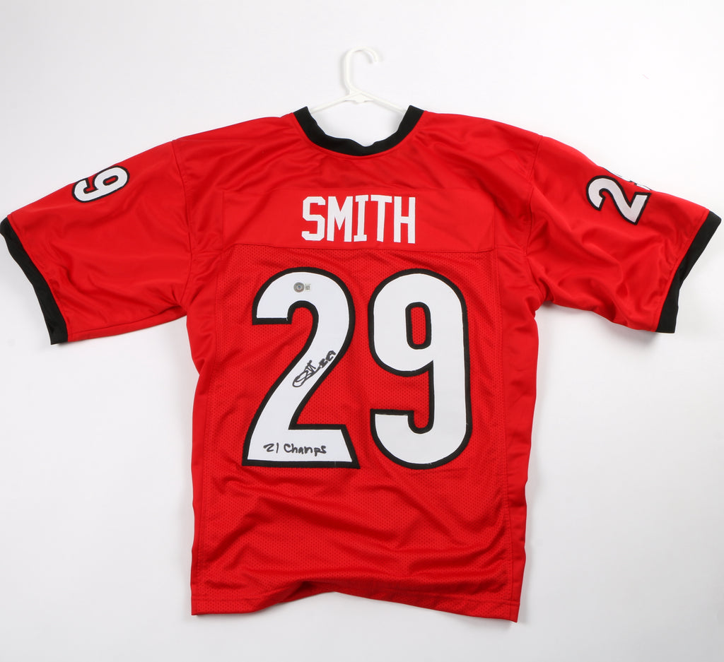 Chris Smith Signed Jersey Red Georgia Bulldogs Beckett