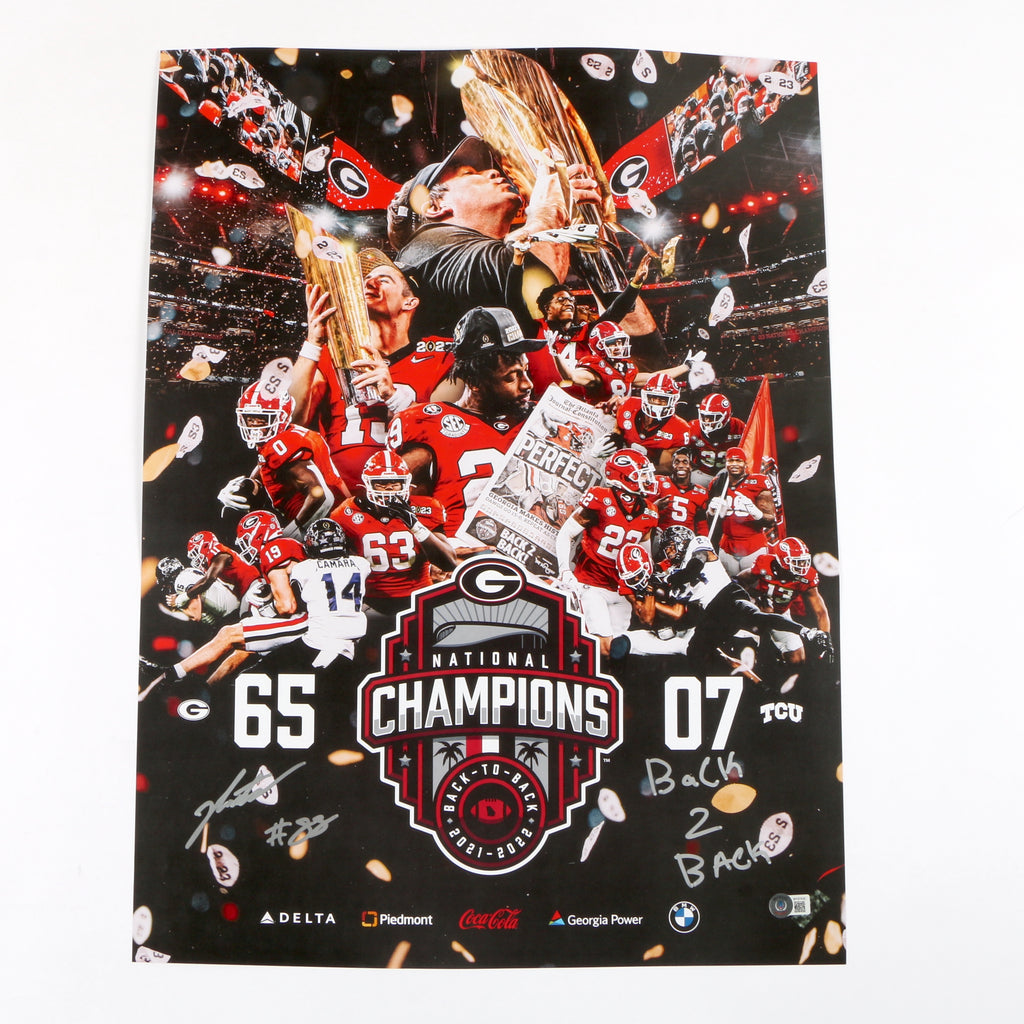 Jalen Carter Signed Poster National Championship Georgia Bulldogs Beckett