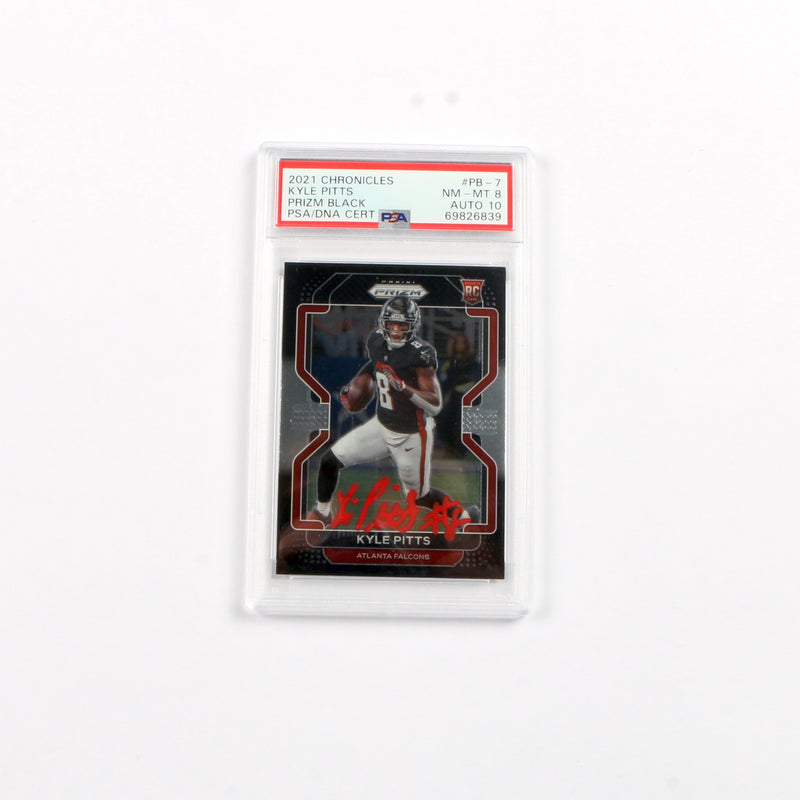 Kyle Pitts Signed Panini Prizm Black 2021 Chronicles RC PSA 8 Auto