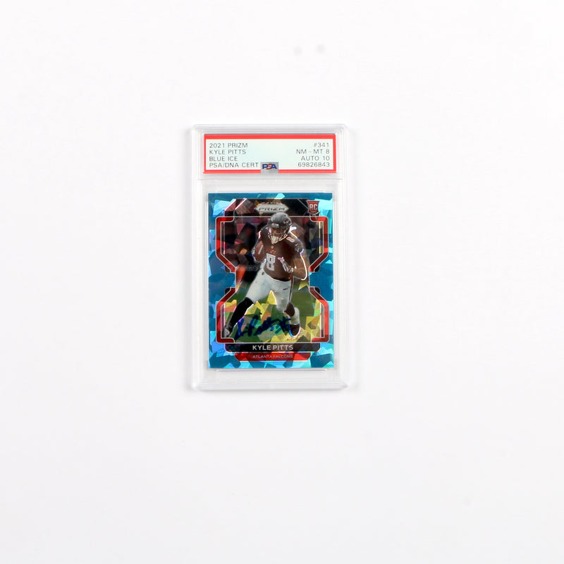 Kyle Pitts Signed Panini Prizm 2021 RC Blue ICE PSA 8 Auto Autograph PSA