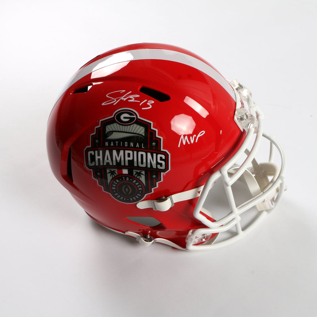 Stetson Bennett Signed Helmet 2022 National Championship Speed Rep Beckett