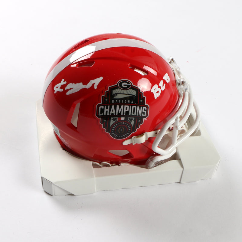 Kenny Mcintosh Signed Mini Helmet 2022 Natty Speed Georgia Bulldogs