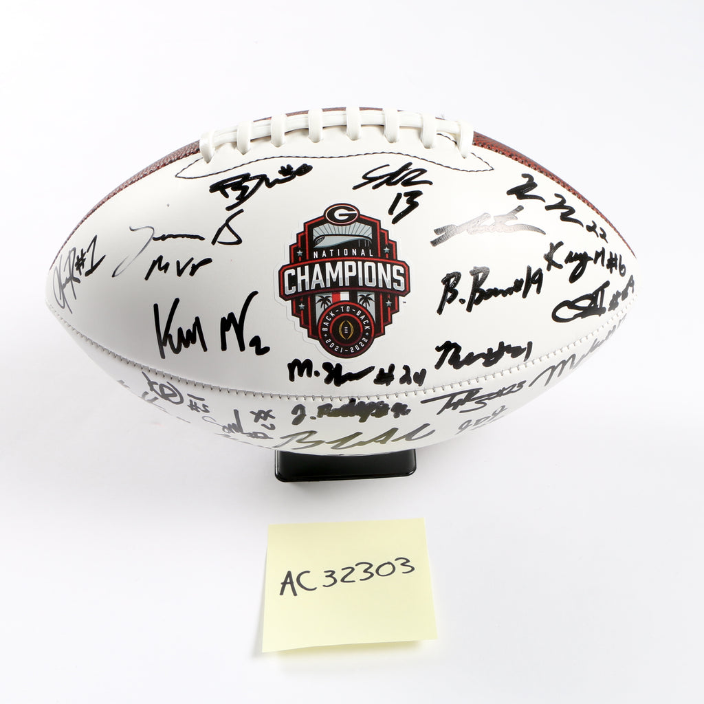 Georgia Bulldogs 2022 Team Signed Football Stetson Bennett Ladd Brock National Champs BAS AC32303