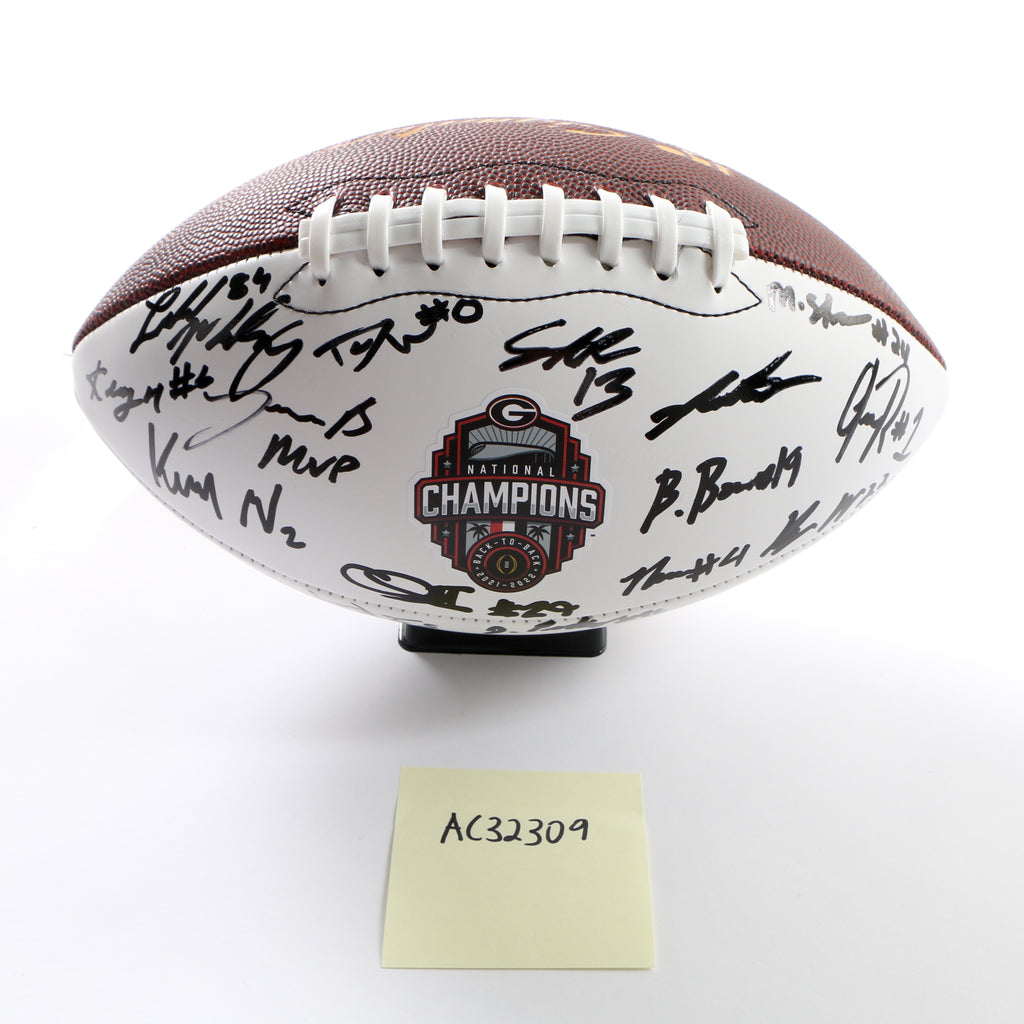 Georgia Bulldogs 2022 Team Signed Football Stetson Bennett Ladd Brock National Champs BAS AC32309