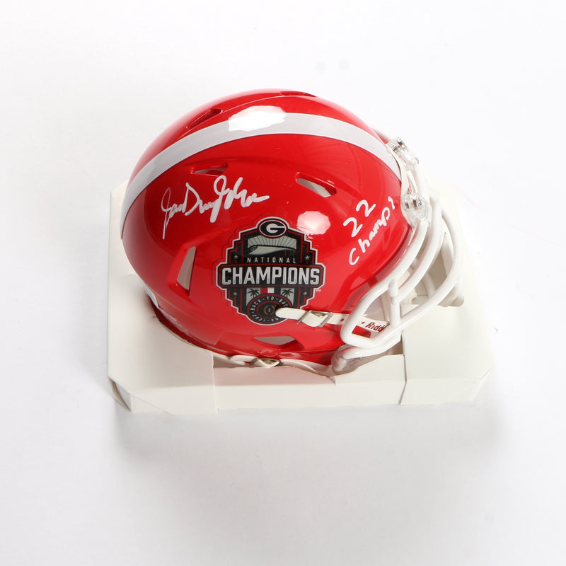 Jamon Dumas Johnson Signed Mini Helmet Speed 22 National Championship Georgia Bulldogs Beckett