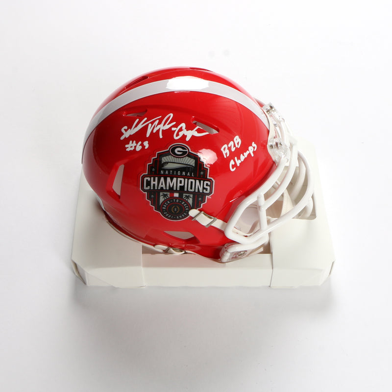 Sedrick Van Pran Signed Mini Helmet Speed 22 National Championship Georgia Bulldogs Beckett