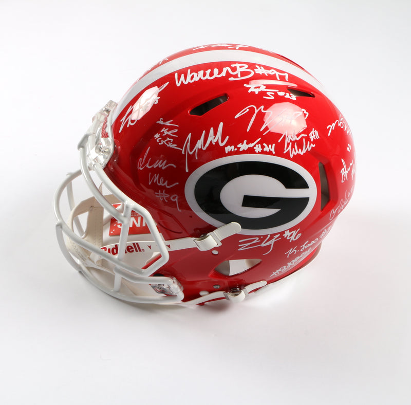 Georgia Bulldogs 2022 Team Signed Helmet Authentic Stetson Bennett Ladd Brock National Champs BAS AC32313