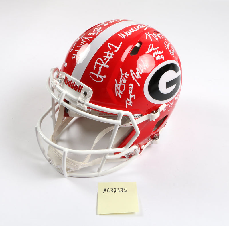 Georgia Bulldogs 2022 Team Signed Helmet Authentic Stetson Bennett Ladd Brock National Champs BAS AC32335