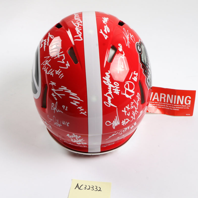 Georgia Bulldogs 2022 Team Signed Helmet Authentic Stetson Bennett Ladd Brock National Champs BAS AC32332