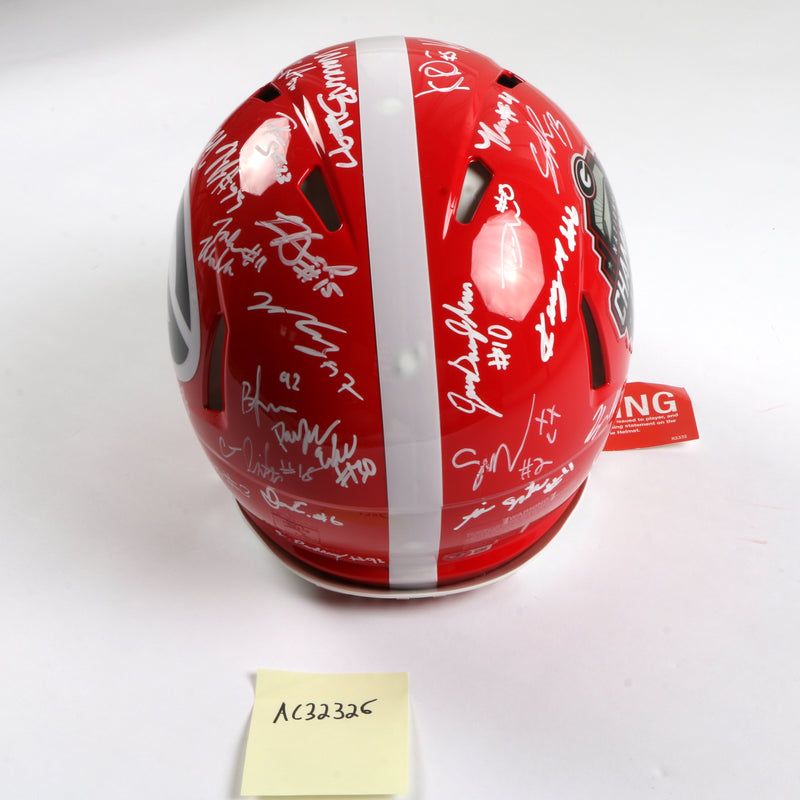 Georgia Bulldogs 2022 Team Signed Helmet Authentic Stetson Bennett Ladd Brock National Champs BAS AC32326