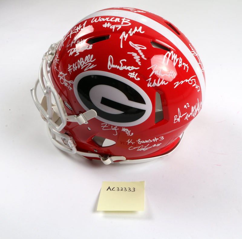 Georgia Bulldogs 2022 Team Signed Helmet Authentic Stetson Bennett Ladd Brock National Champs BAS AC32333