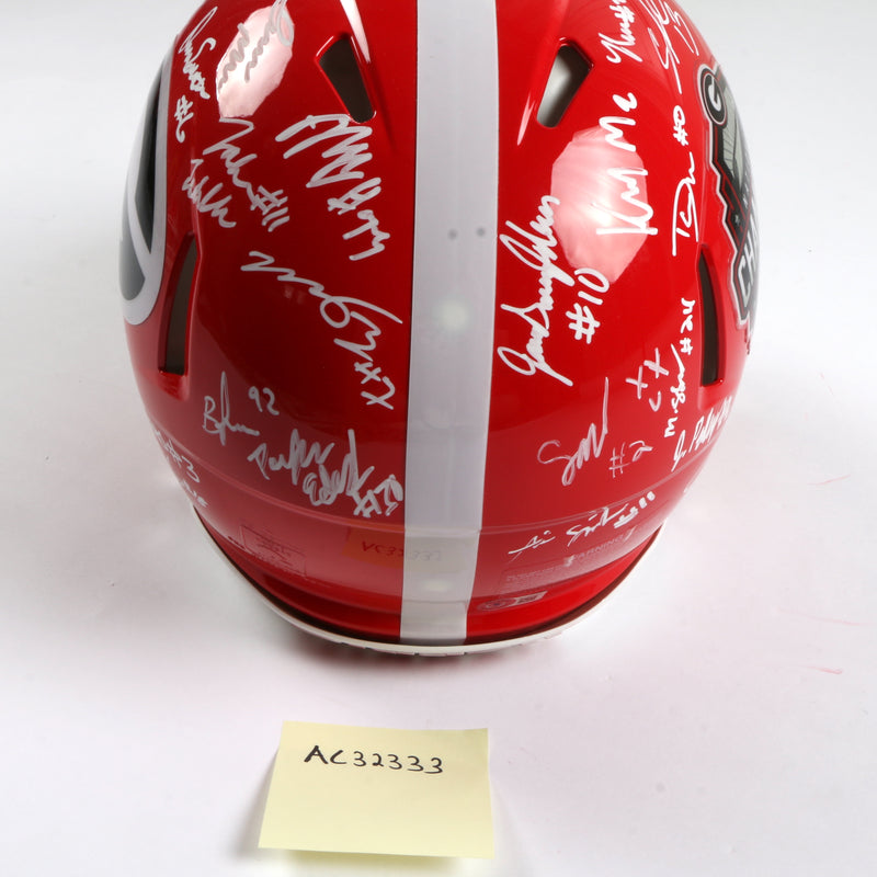Georgia Bulldogs 2022 Team Signed Helmet Authentic Stetson Bennett Ladd Brock National Champs BAS AC32333