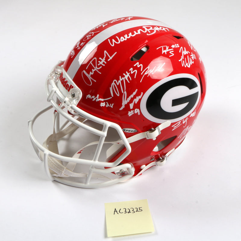 Georgia Bulldogs 2022 Team Signed Helmet Authentic Stetson Bennett Ladd Brock National Champs BAS AC32325