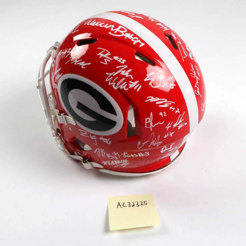 Georgia Bulldogs 2022 Team Signed Helmet Authentic Stetson Bennett Ladd Brock National Champs BAS AC32325