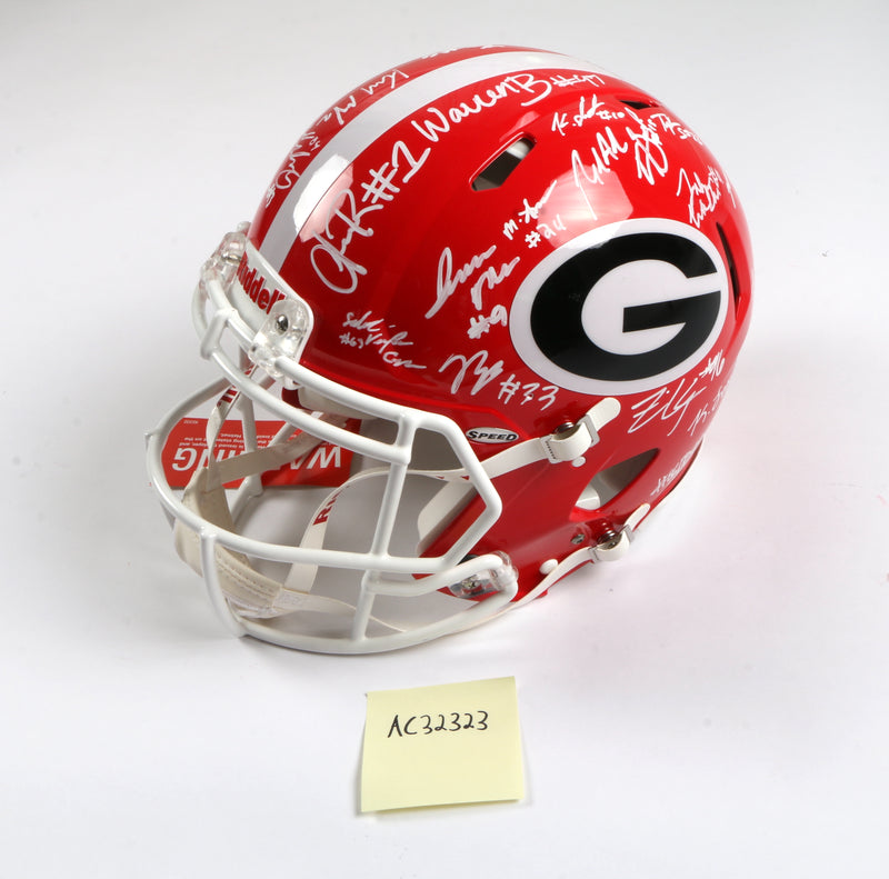 Georgia Bulldogs 2022 Team Signed Helmet Authentic Stetson Bennett Ladd Brock National Champs BAS AC32323
