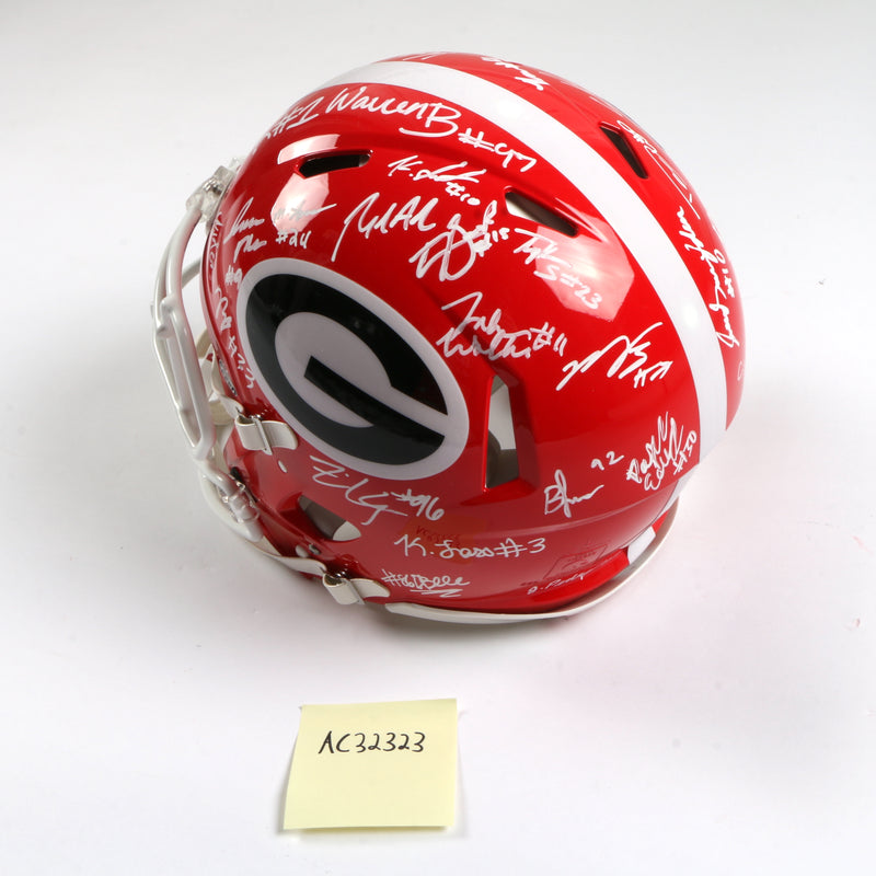 Georgia Bulldogs 2022 Team Signed Helmet Authentic Stetson Bennett Ladd Brock National Champs BAS AC32323