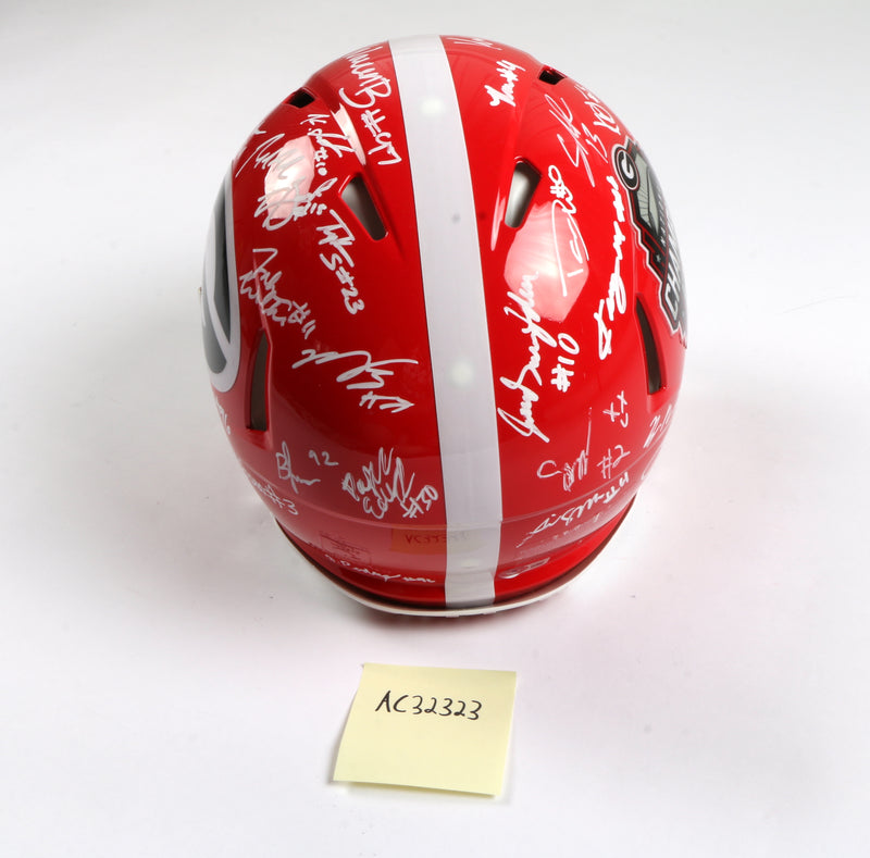 Georgia Bulldogs 2022 Team Signed Helmet Authentic Stetson Bennett Ladd Brock National Champs BAS AC32323