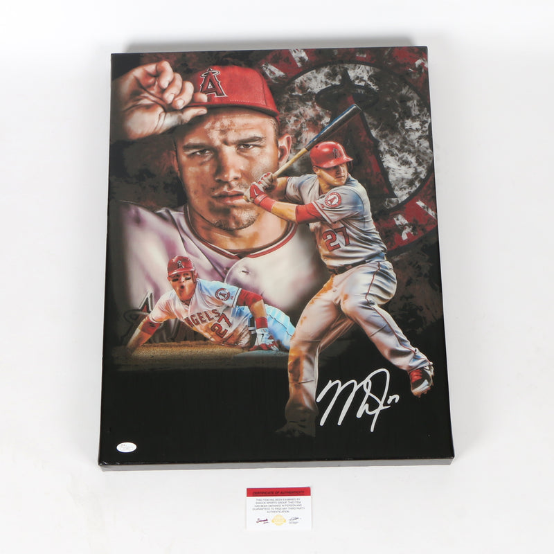 Mike Trout Signed 18x24 Canvas Los Angeles Angels