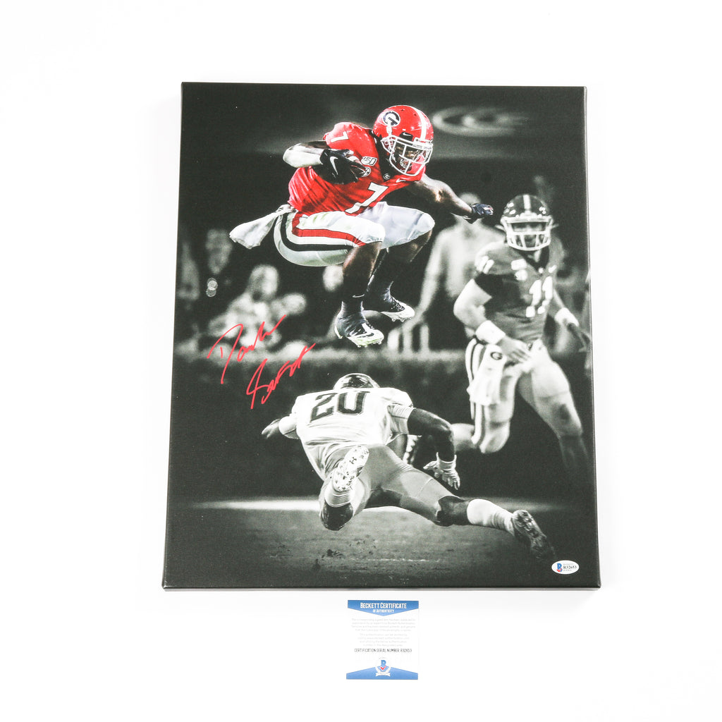 D'Andre Swift Signed 16x20 Leap Canvas Georgia Bulldogs