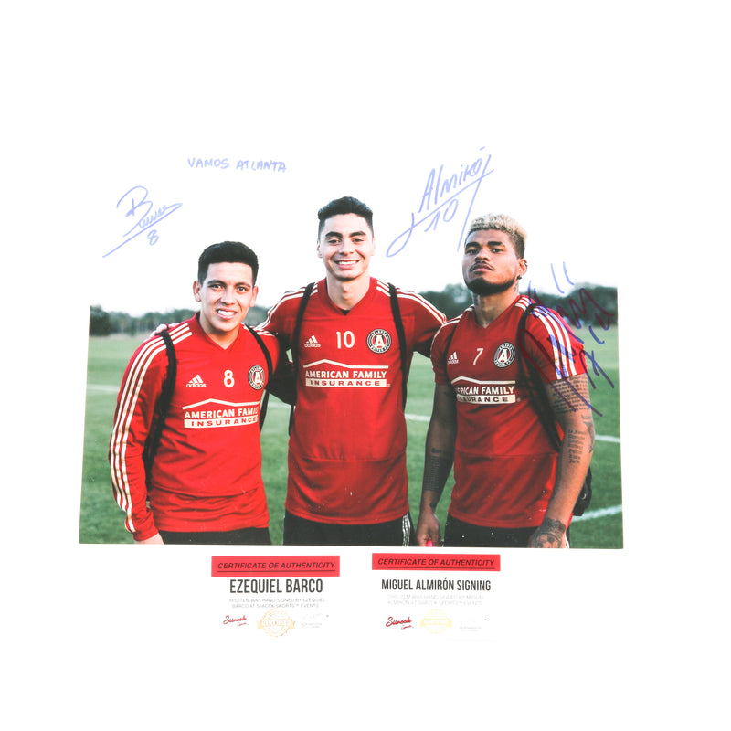 Josef Martinez and Miguel Almiron Ezquiel Barco dual signed 12x18 Atlanta United