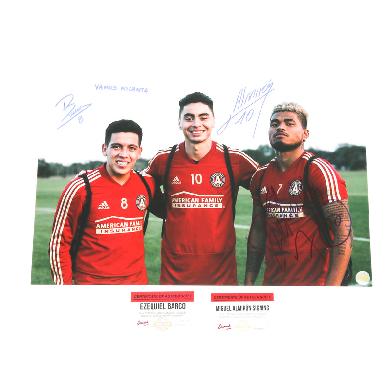 Josef Martinez and Miguel Almiron Ezquiel Barco dual signed 8x10 Atlanta United