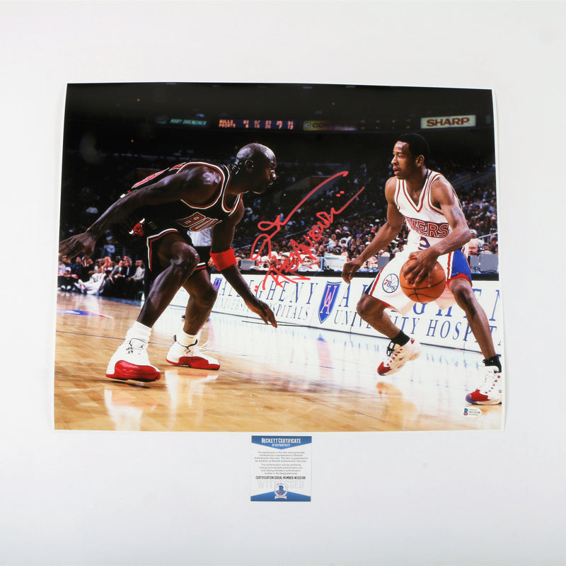 Allen Iverson Signed 16"x20" Photo Philadelphia 76ers with "The Answer" Inscription