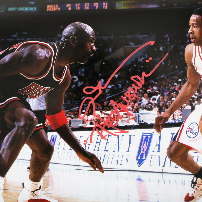 Allen Iverson Signed 16"x20" Photo Philadelphia 76ers with "The Answer" Inscription