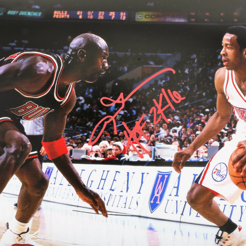 Allen Iverson Signed 16"x20" Photo Philadelphia 76ers with "HOF 2016" Inscription