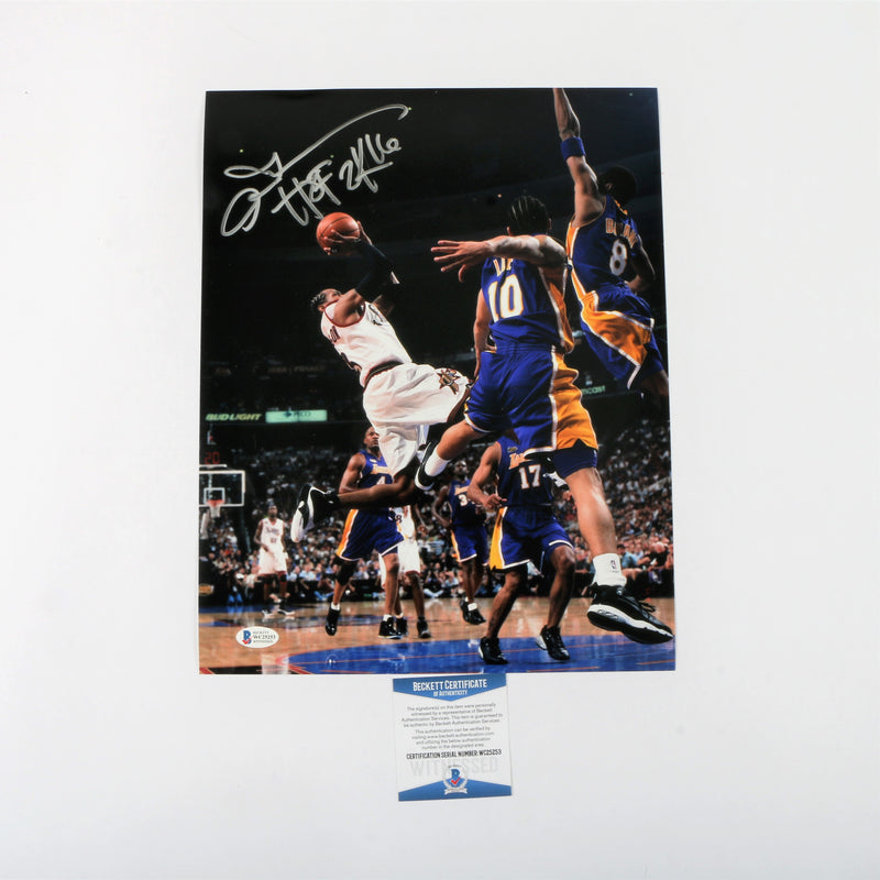 Allen Iverson Signed 11"x14" Photo Philadelphia 76ers with "HOF 2016" Inscription