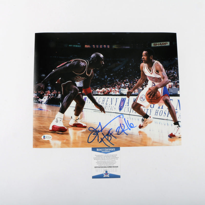 Allen Iverson Signed 11"x14" Photo Philadelphia 76ers with "HOF 2016" Inscription