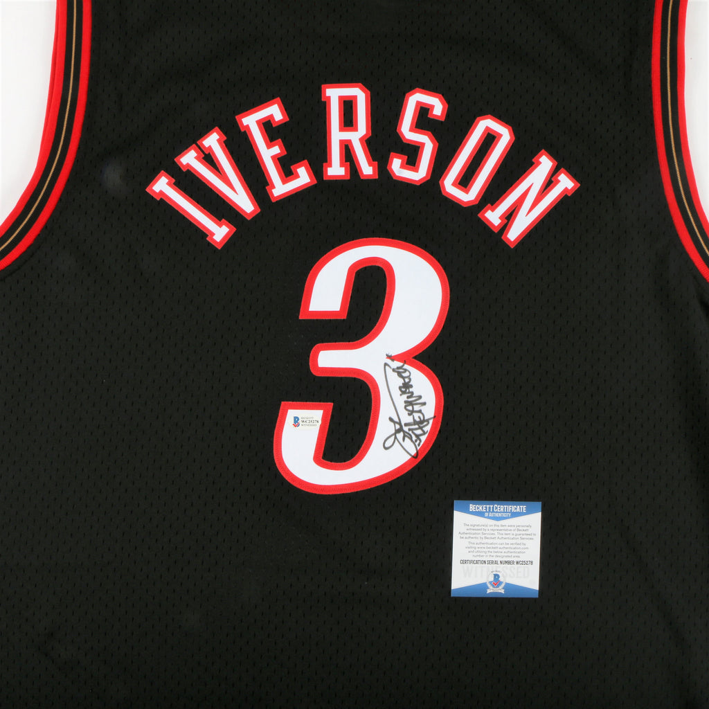 Allen Iverson Signed Philadelphia 76ers Jersey with "The Answer" Inscription - Black