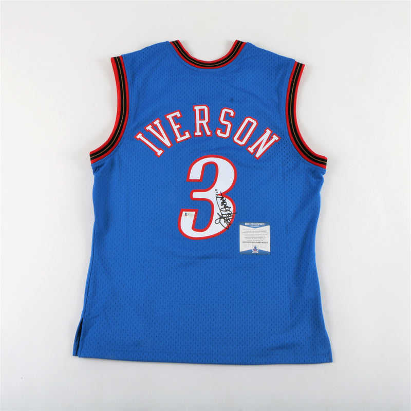 Allen Iverson Signed Philadelphia 76ers Jersey with "The Answer" Inscription - Blue