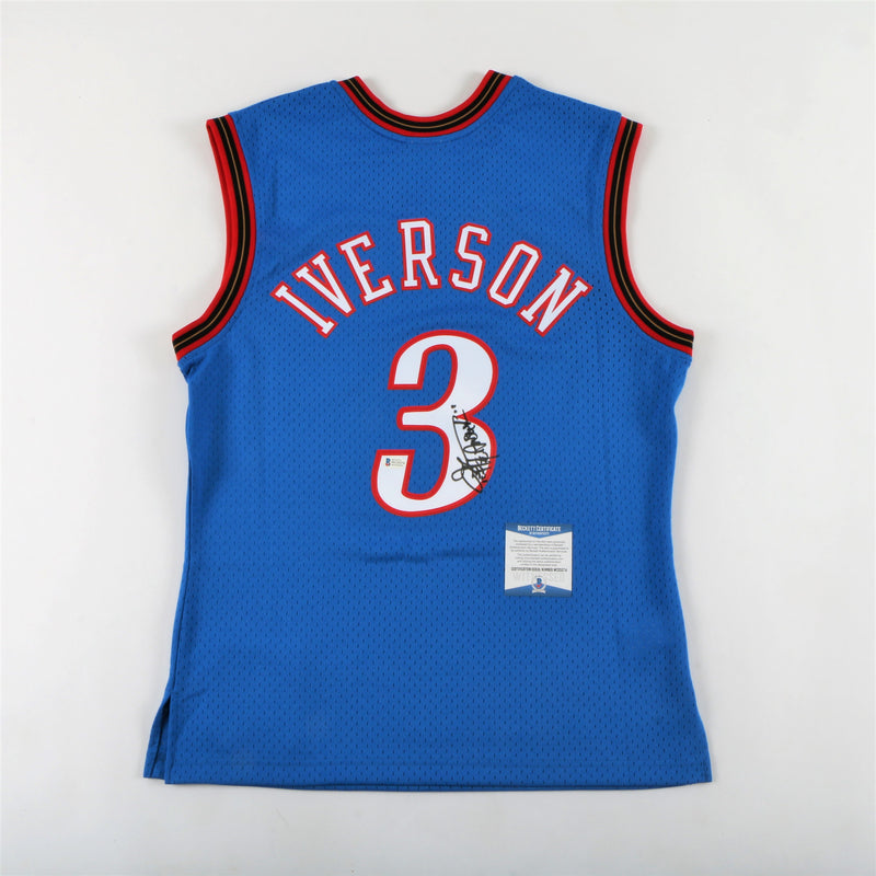 Allen Iverson Signed Philadelphia 76ers Jersey with "The Answer" Inscription - Blue